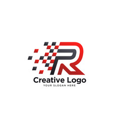 R logo designs vector, tech pixel logo template
