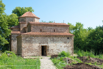 Telavi, Georgia - Jul 11 2018: Dzveli Shuamta Monastery. a famous Historic site in Telavi, Kakheti, Georgia.