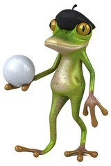 Fun french frog - 3D Illustration