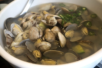 Noodle Soup with Clams. 