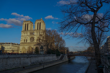 Fototapeta na wymiar Notre-Dame Cathedral, medieval Catholic cathedral on the Ile de la Cité in the fourth arrondissement of Paris, France