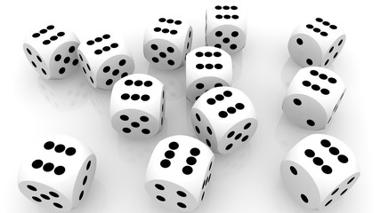 Concept of dice in white color