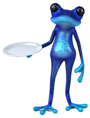 Fun blue frog - 3D Illustration