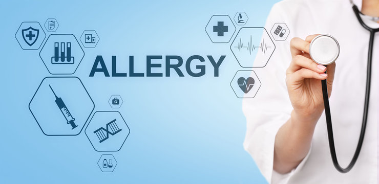 Allergy diagnosis medical and healthcare concept Doctor with stethoscope.