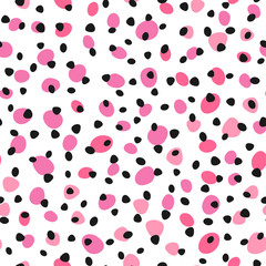 Repeated rounded spots. Polka dot pattern. Seamless print. Vector illustration.