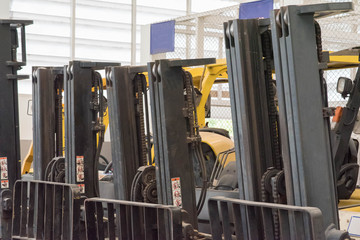 Forklifts in warehouse