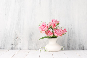 Fresh flowers bouquet of pink roses