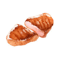 牛肉 ステーキ バーベキュー　水彩 イラスト