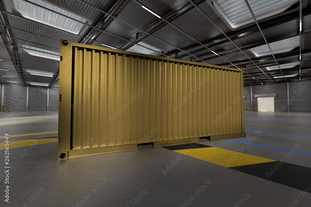 Aufkleber mock up of a container on a warehouse - 3d rendering