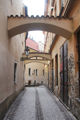 An old narrow street in Prague