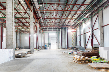 Unfinished warehouse building, interior