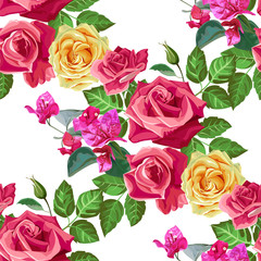 Rose seamless pattern vector illustration