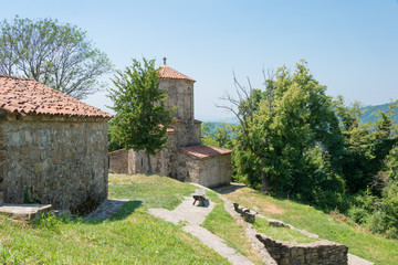 Kvareli, Georgia - Jul 09 2018: Nekresi Monastery. a famous Historic site in Kvareli, Kakheti, Georgia.