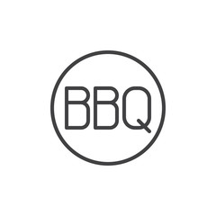 BBQ text in a circle line icon. linear style sign for mobile concept and web design. bbq lettering outline vector icon. Barbecue symbol, logo illustration. Pixel perfect vector graphics