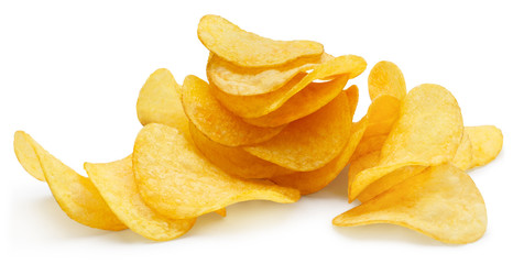 Delicious potato chips, isolated on white background - Powered by Adobe