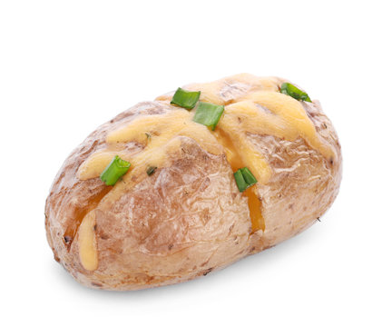 Tasty Baked Potato On White Background