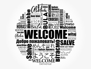Fototapeta na wymiar WELCOME word cloud in different languages, conceptual background