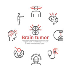 Brain Tumor Cancer banner. Symptoms. Vector signs