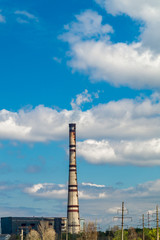 Fototapeta na wymiar Thermal power station, industrial landscape with big chimney.