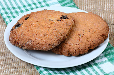 Chocolate chip cookies on plate