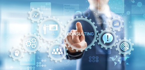 Business consulting concept on the virtual screen.