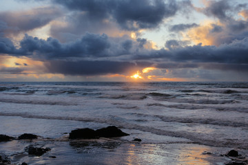 Coast Sunset from the Beachcomber Cottages, south of Yachats in Oregon, United States