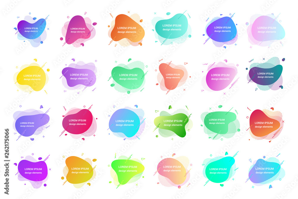 Aufkleber 24 modern liquid abstract element graphic gradient flat style design fluid vector colorful illustrat