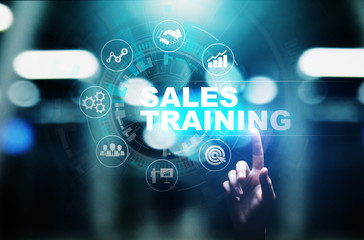 Fototapeta na wymiar Sales training, business development and financial growth concept on virtual screen.