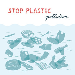 Concept of the ecological catastrophe of garbage in the sea.