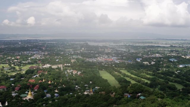 wide view over a beautiful green landscape in myanmar
