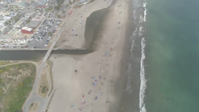 AERIAL - Overhead of Foggy Beach