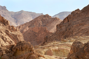 Rocks of oasis Chebika, famous landmark in Sahara desert. Tunisia