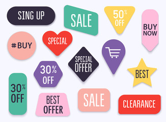 Collection of premium promo seals/stickers. Isolated vector illustration.