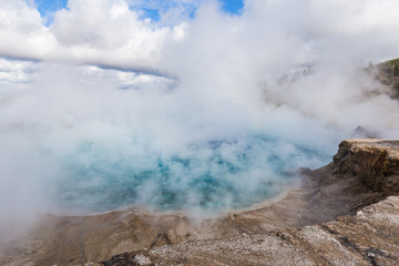 Excelsior Geyser Crater in Yellowstone National Park in Wyoming, United States