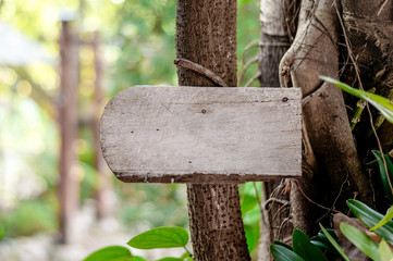sign wood with soft-focus and over light in the background