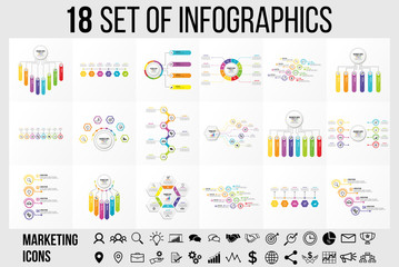 Obraz na płótnie Canvas Vector Infographics Elements Template Design . Business Data Visualization Timeline with Marketing Icons most useful can be used for presentation, diagrams, annual reports, workflow layout