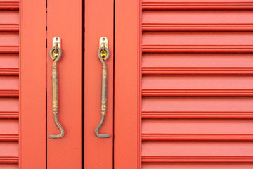 Fototapeta premium Thailand style old vintage red window background texture