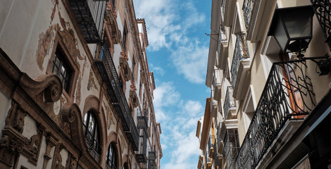 Fototapeta na wymiar Typical facade of Seville, Andalusia, Spain.