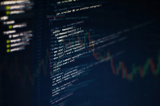 Big data storage and cloud computing representation. Programming code .