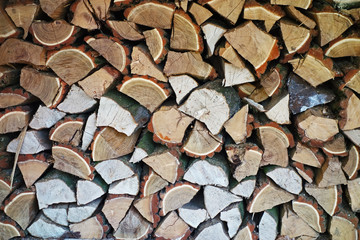 Chopped wood stacked