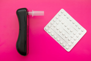 Digital Alcohol Breath Tester Breathalyzer Analyzer Detector and headache tablets