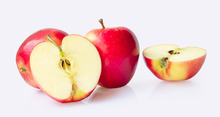 Fresh red apple isolated on white background.