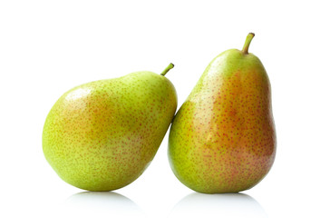 Red yellow pear fruit isolated on white on white background