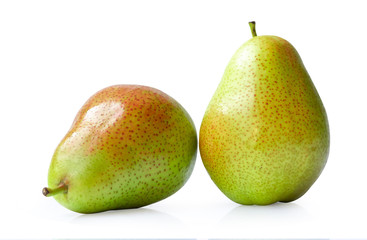 Red yellow pear fruit isolated on white on white background