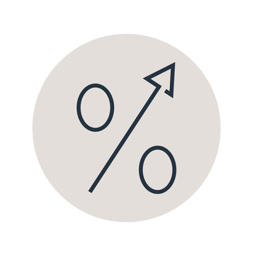 recommend clip art: Icono plano lineal porcentaje subir en círculo color gris