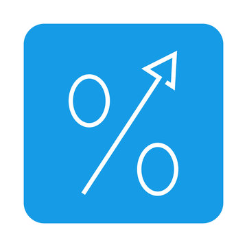 recommend clip art: Icono plano lineal porcentaje subir en cuadrado color azul