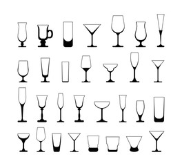 set of wine glasses. vector illustration isolated on white background