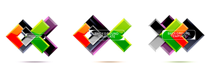 Arrow and square design abstract logo or banner collection. Modern geometrical design