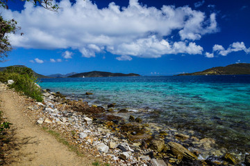 Leinster Bay Trail in Virgin Islands National Park on the island of St. John, United States