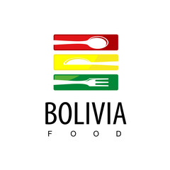 Bolivia Food, Restaurant Logo With Bolivia Flag Symbol